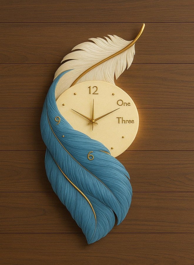 HARIRUP Home Decoration Creative Wall Clock Luxury Living Room Creative Personality Art, Analog Silent Wall Clock with LED Light On Backside and Remote Control (Feather Clock) - Image 4